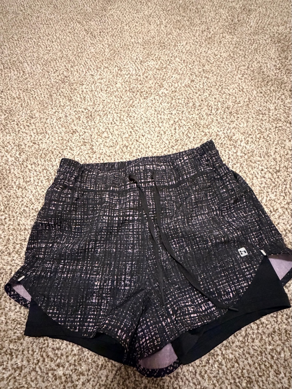 Hind Black Patterned Athletic Shorts with Drawstring